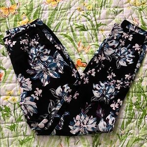 Floral Black Women's Pants